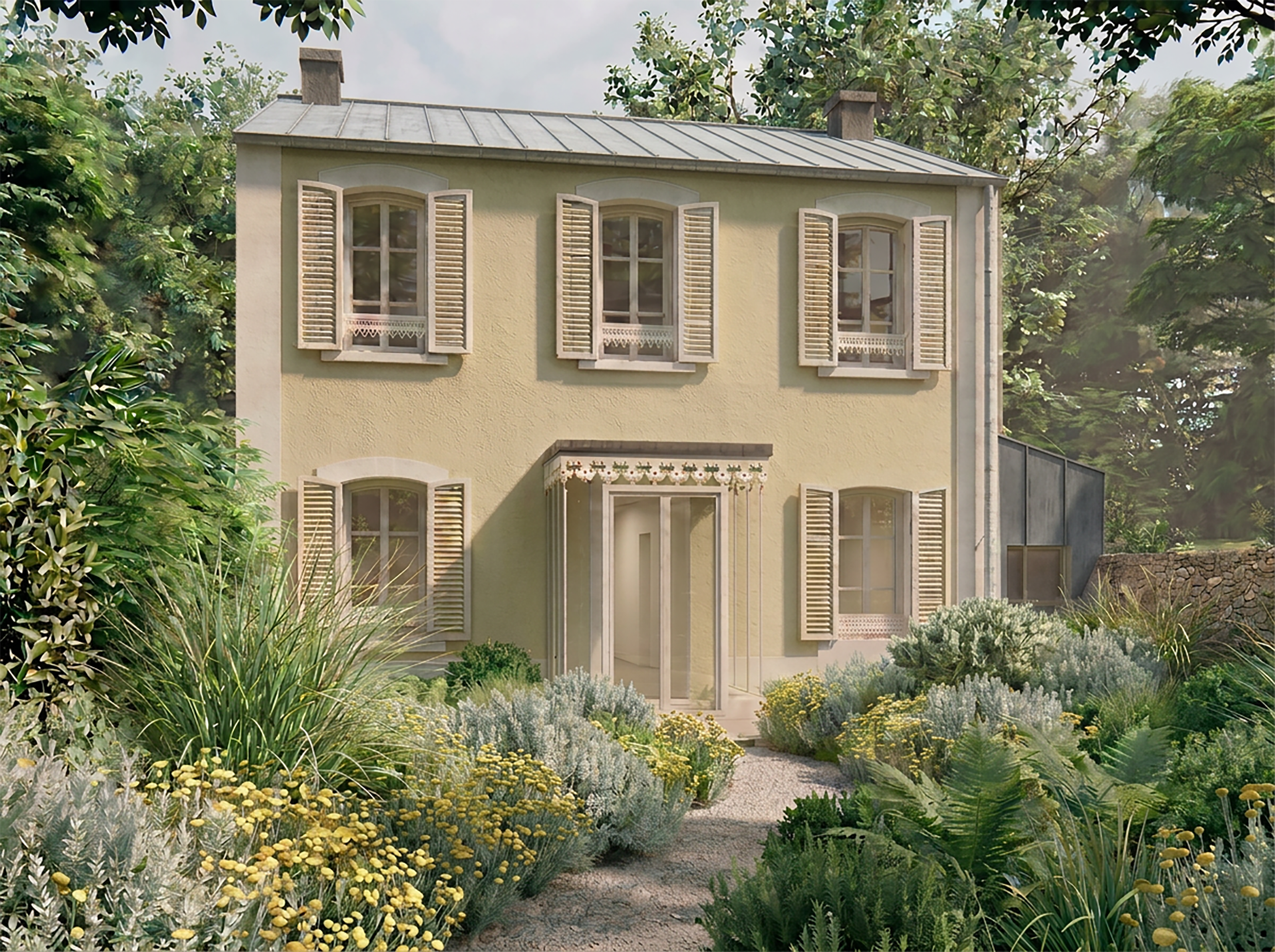 Façade sur rue de la maison existante, Maison B à Bois-Colombes